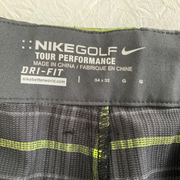 NIKE Golf Pants Golf Tour Performance Dri-Fit Grey Green Plaid 34 x 32* - Picture 11 of 14